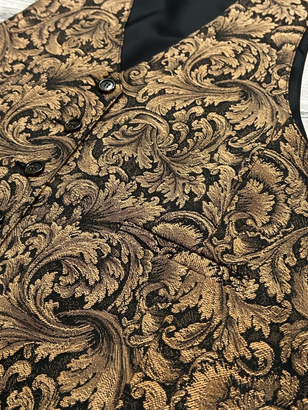 Karen Kane Vintage Brocade Vest L Womens Gold Black Tapestry Steampunk Goth - Picture 3 of 7